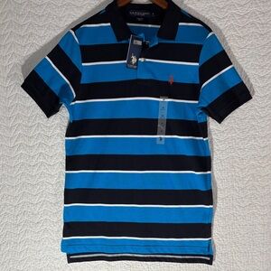 U.S. Polo Assn. Black, Blue & White Striped Polo Shirt
